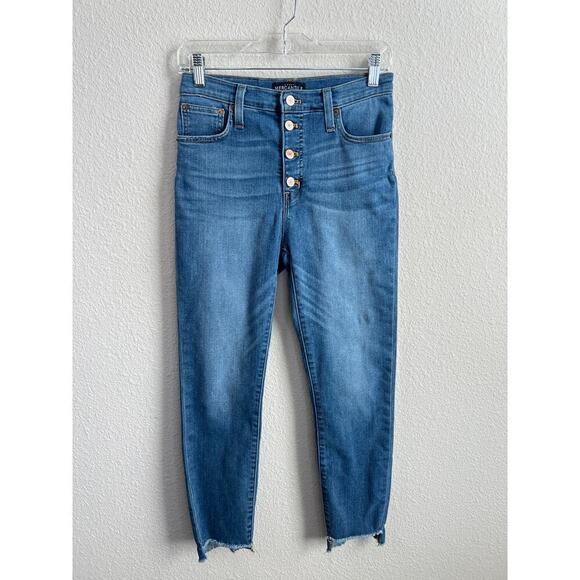 J. Crew Mercantile Jeans Women's 27 Exposed Button Step Hem Superskinny Straight - Picture 1 of 6